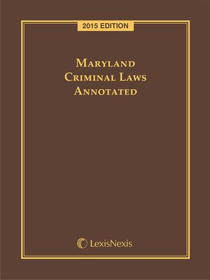 cover image of Maryland Criminal Laws Annotated